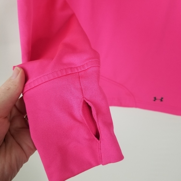 Under Armour ColdGear Hoodie Pullover Thumbholes Stretch Pink Size XS - Picture 4 of 14